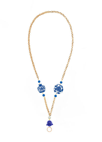 Catena Per Occhiali Vaso Blu E Bianco Piccolo Blu - Lebole Maison