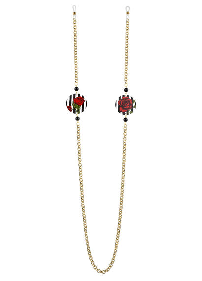 Catena Per Occhiali Riga Nera Piccolo Nero - Lebole Maison