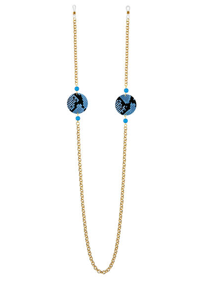 Catena Per Occhiali Pitonato Piccolo Azzurro - Lebole Maison