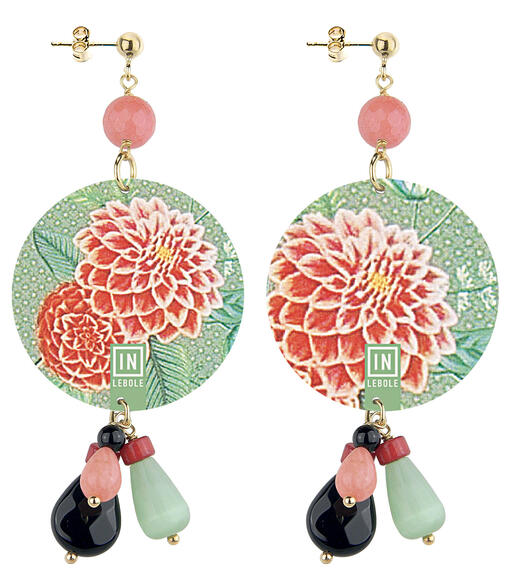 Classic Ruby Pink Flower Earrings - Lebole Maison