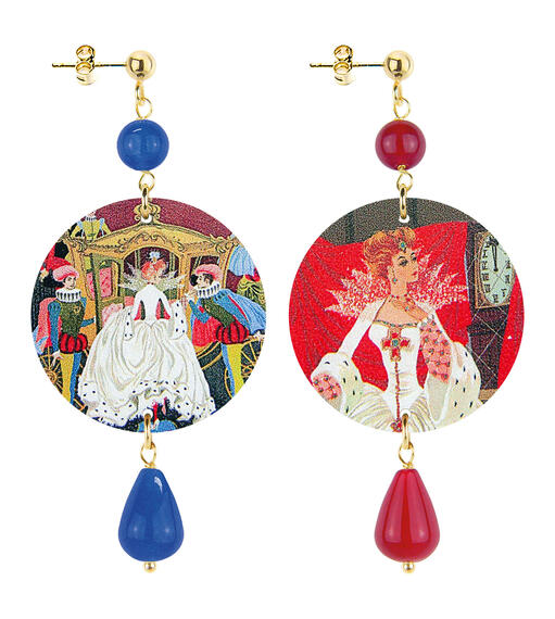 Small Cinderella Earrings In Blue And Ruby - Lebole Maison