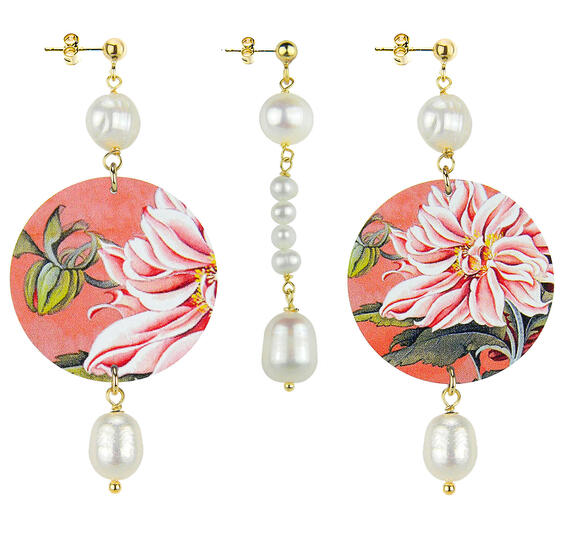 Classic White Flower Earrings With Pearl Stones - Lebole Maison