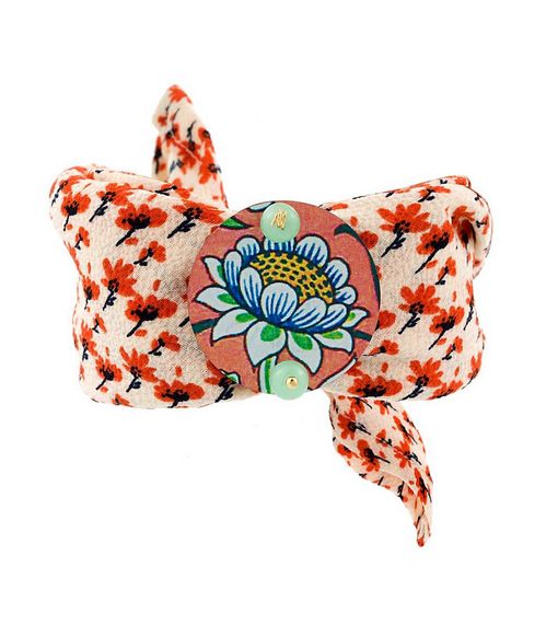 Bracciale Tessuto Fiore Verde Giada - Lebole Maison