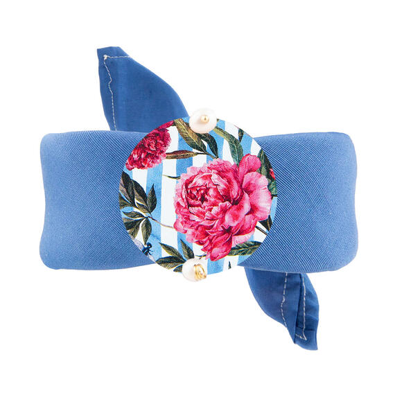 Classic Pink Flower Blue Pearl Bracelet - Lebole Maison
