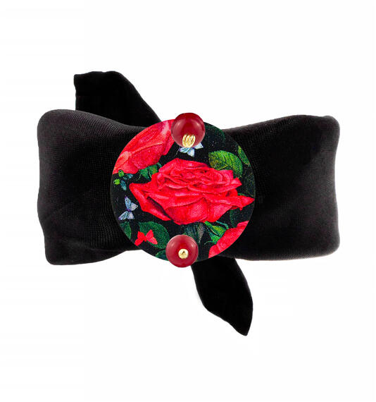 Bracciale Nero Fiore Classico Rubino - Lebole Maison