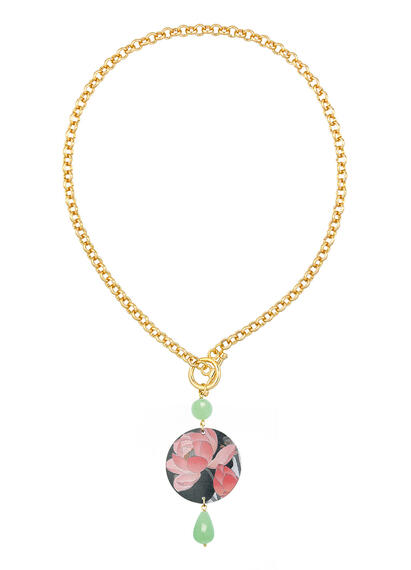 Collana Fiore Rosa Classico Verde Giada - Lebole Maison