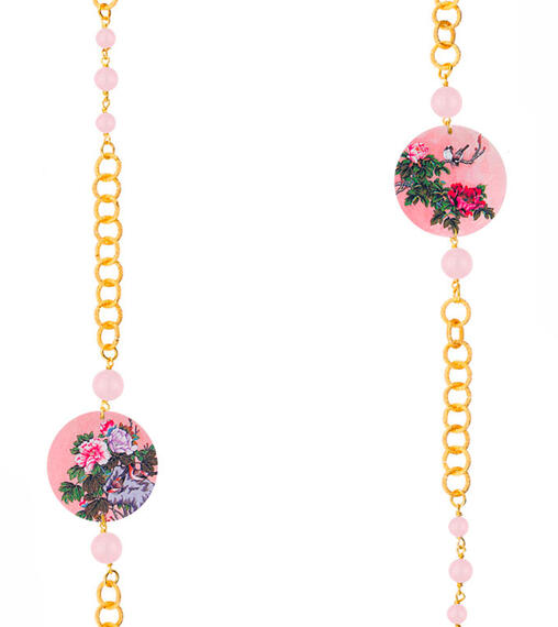 Lebolina Classic Necklace Branch Pink Flowers - Lebole Maison
