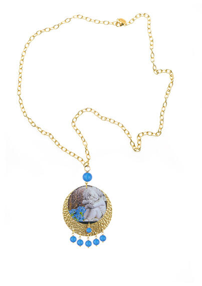 Blue Cherub Necklace - Lebole Maison