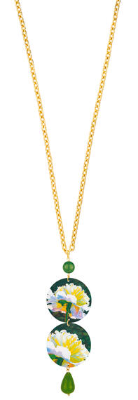 Collana Fiore Bianco E Giallo Classico Verde Oliva - Lebole Maison