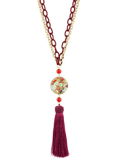 Collana Fiore Bianco Classico Nappa Bordeaux - Lebole Maison