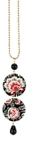 Collana Tessuto Fiori Nero - Lebole Maison
