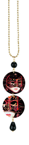 Black Background Mask Necklace - Lebole Maison