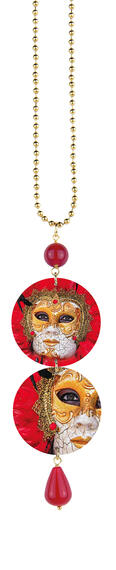 Ruby Red Background Mask Necklace - Lebole Maison