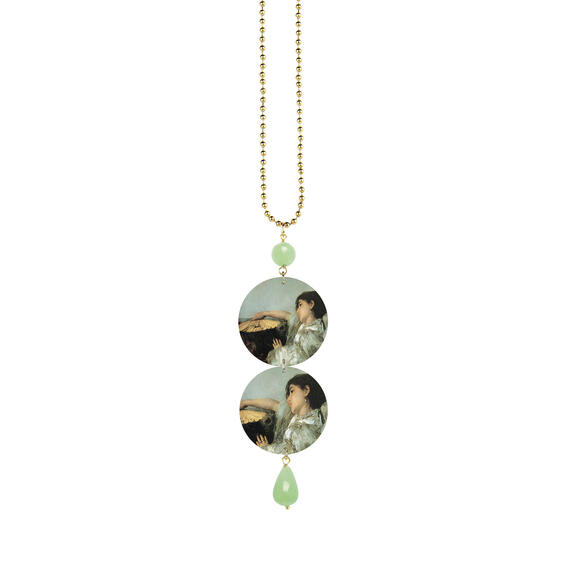 Antonio Mancini Green Jade Portrait Necklace - Lebole Maison