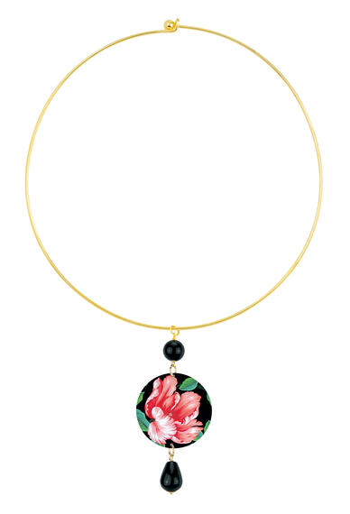 Collana Rigida Fiore Rosso Classico Nero - Lebole Maison