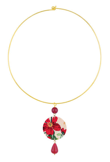 Collana Rigida Fiore Rosso Classico Rubino - Lebole Maison