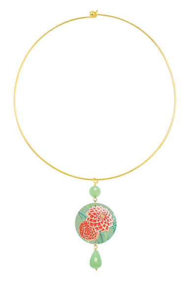 Collana Rigida Fiore Arancio Classico Verde Giada - Lebole Maison