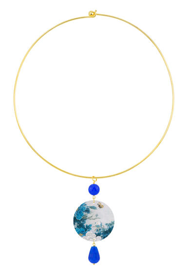Collana Rigida Fiore Blu E Farfalla Classico Blu - Lebole Maison