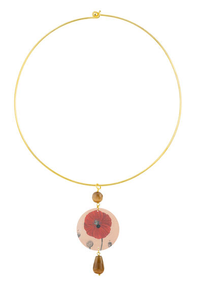 Collana Rigida Fiore Rosso Classico Marrone - Lebole Maison