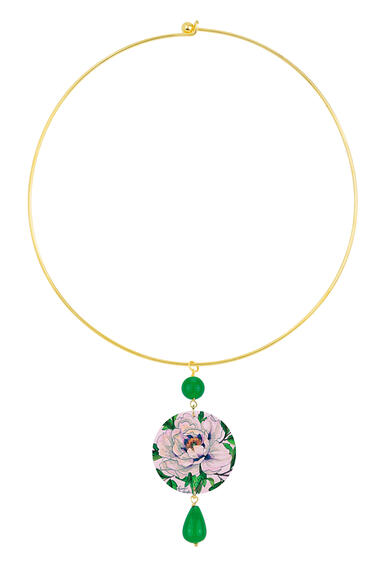 Collana Rigida Fiore Bianco Classico Verde - Lebole Maison