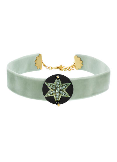 Collarino Velluto Grigio Stella Gioiello Piccolo Nero - Lebole Maison
