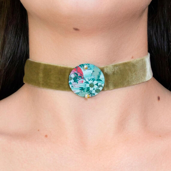 Collarino Velluto Beige Monte Fuji Piccolo Perla - Lebole Maison