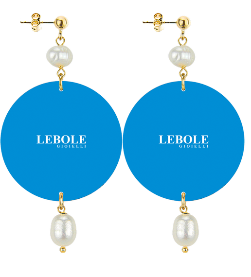 Earrings Big Pearl Blue Flower - Lebole Maison