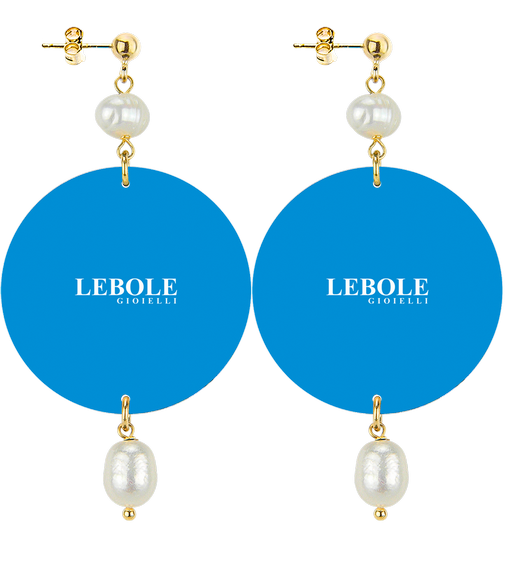 Orecchini Fiore Azzurro Grande Perla - Lebole Maison