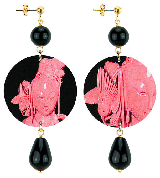 Classic Black Coral Statue Earrings - Lebole Maison