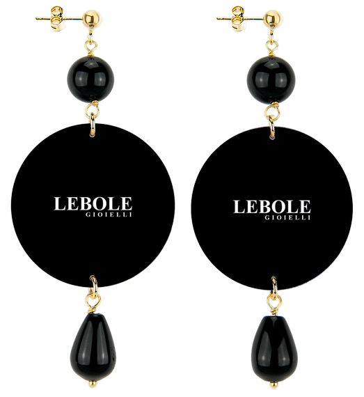Earrings Rose And White Flower Black Classic - Lebole Maison