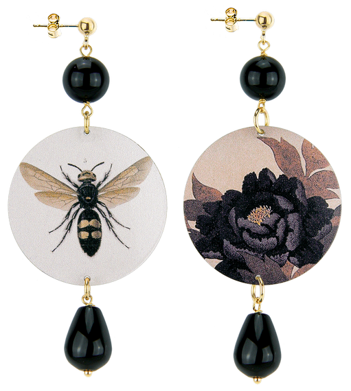 Earrings Black Bee Black Classic - Lebole Maison