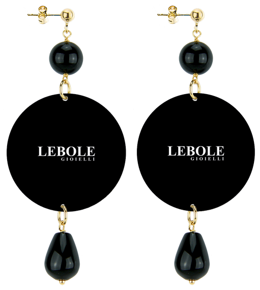 Earrings Flower Fabric Black Classic - Lebole Maison