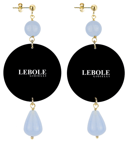 Earrings Flower Fabric Light Blue Classic - Lebole Maison