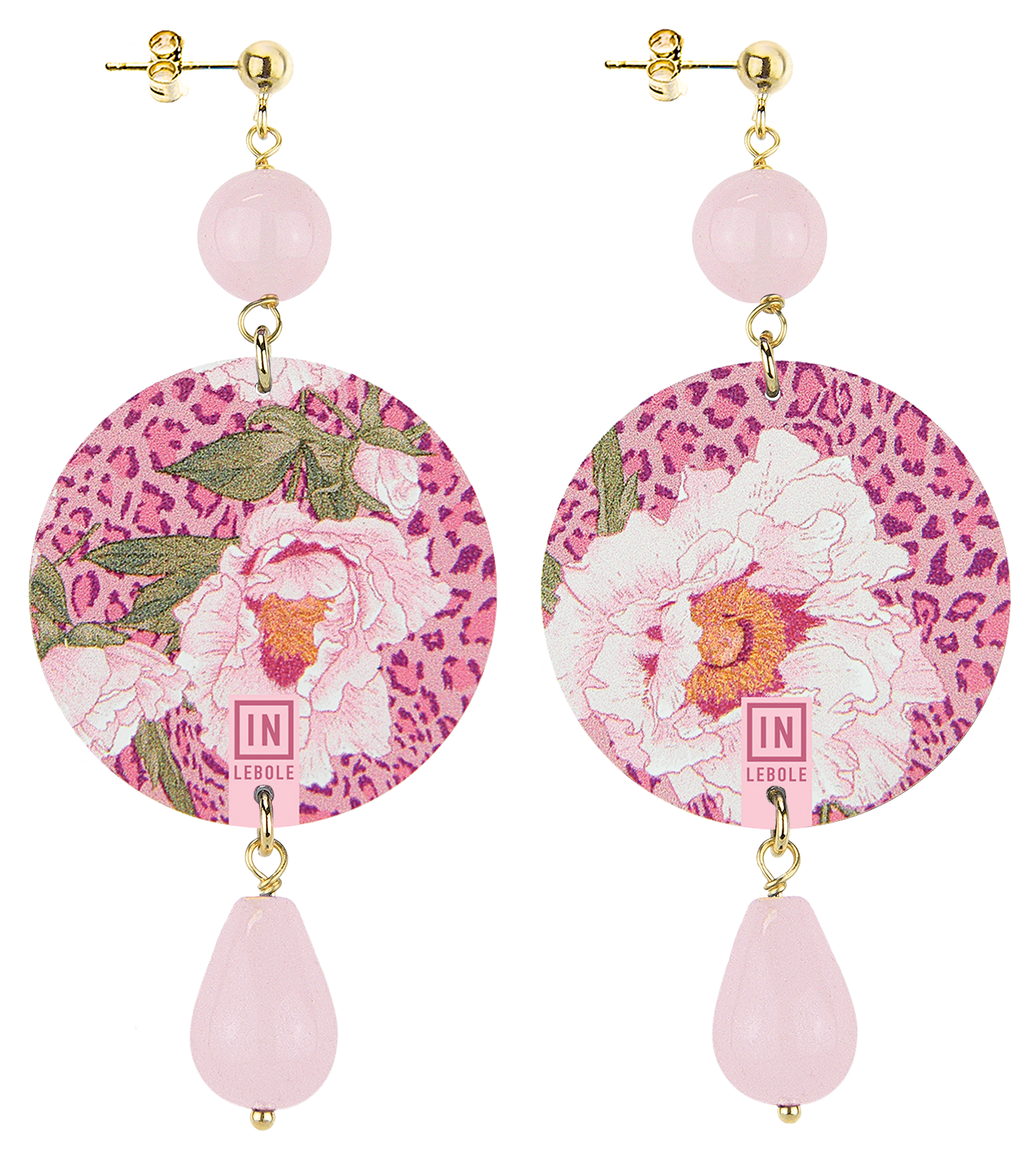 Earrings Pink Flower Rose Classic - Lebole Maison