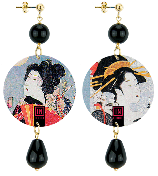 Earrings Geisha Black Classic - Lebole Maison