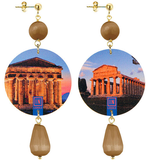 Earrings Pestum Brown Stone Classic - Lebole Maison