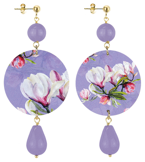 Earrings White Flower Lilac Classic - Lebole Maison