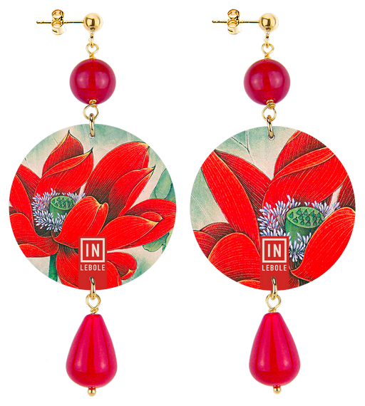 Earrings Red Flower Ruby Classic - Lebole Maison