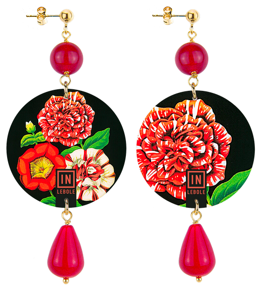 Earrings Three Flowers Ruby Classic - Lebole Maison
