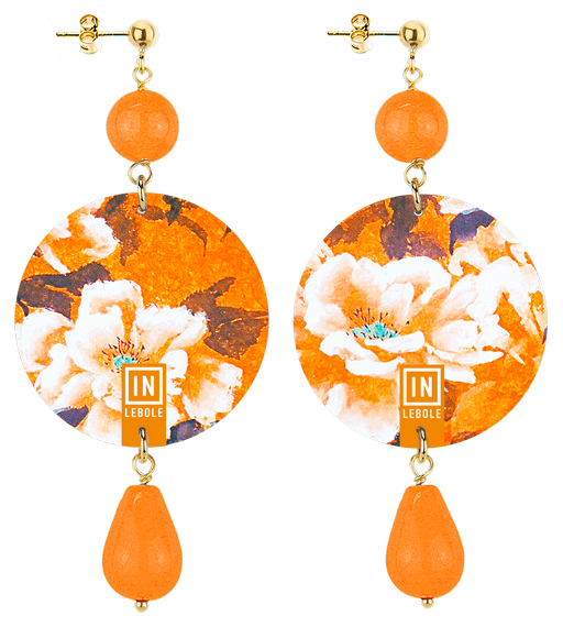 Earrings White Orange Flower Classic - Lebole Maison