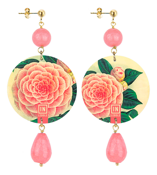 Earrings Pink Flower Faceted Classic - Lebole Maison