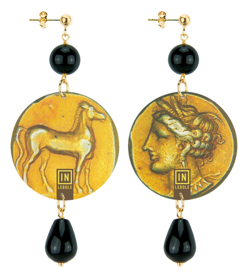 Earrings Horse And Head Black Classic - Lebole Maison