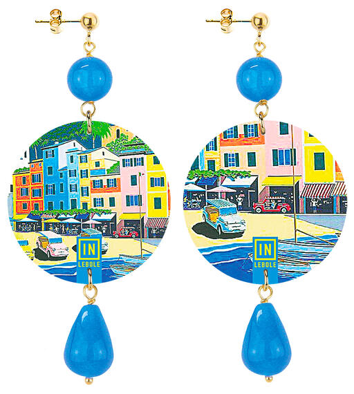 Earrings Light Blue Houses By The Sea Classic - Lebole Maison