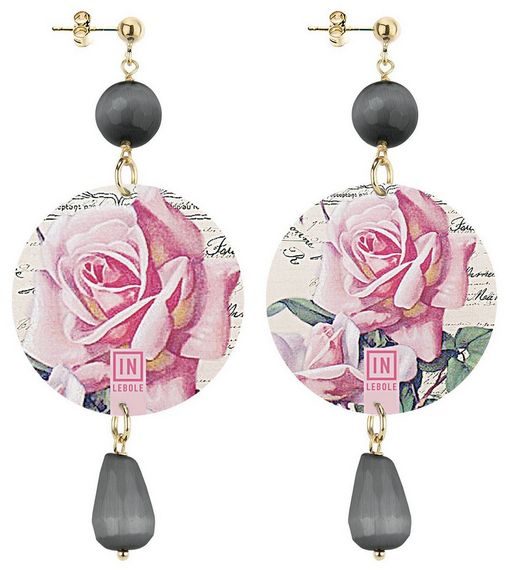 Earrings Pink Rose Grey Classic - Lebole Maison