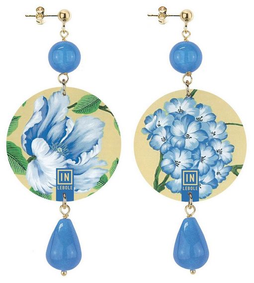 Earrings Light Blue Flowers Classic - Lebole Maison