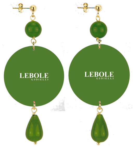 Earrings Orange Flower Green Olive Classic - Lebole Maison