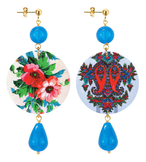 Orecchini Fiori Rossi Classico Azzurro - Lebole Maison