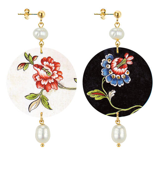 Orecchini Fiore Rosso Classico Perla - Lebole Maison