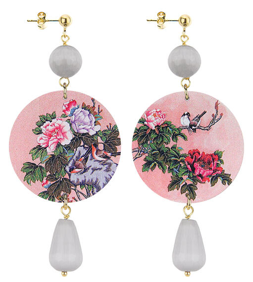 Orecchini Ramo Fiori Pietra Grigio - Lebole Maison