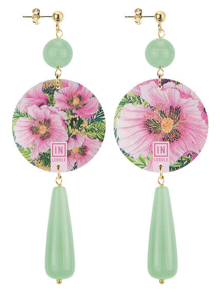 Long Fuchsia Drop Pink Flower Earrings - Lebole Maison